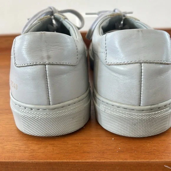 Men's COMMON PROJECTS 'Achilles' Gray Leather Sneakers Size US 9 EUR 42 - Picture 3 of 5